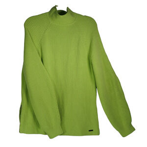 Sweaty Betty Sweater Womens Medium Bright Green Mock Neck Zip Side Ribbed